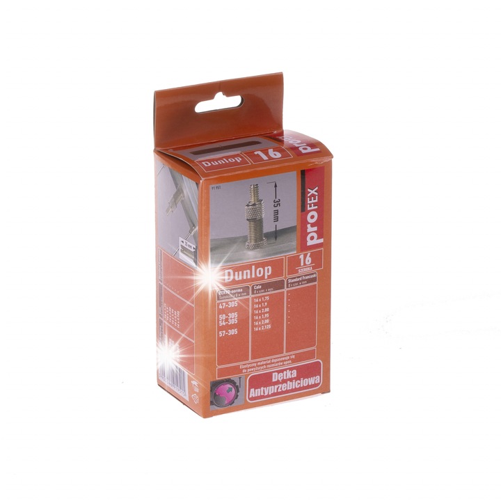 Kerékpár belső gumi ProFex Dunlop 18", 1.75-2.125, 35mm, 0.21kg