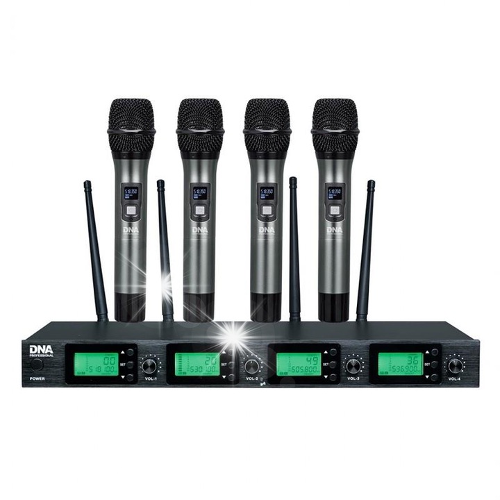 Комплект безжични микрофони DNA RV-4, 4 микрофона, UHF прием, 30~20 kHz, 2 x AA
