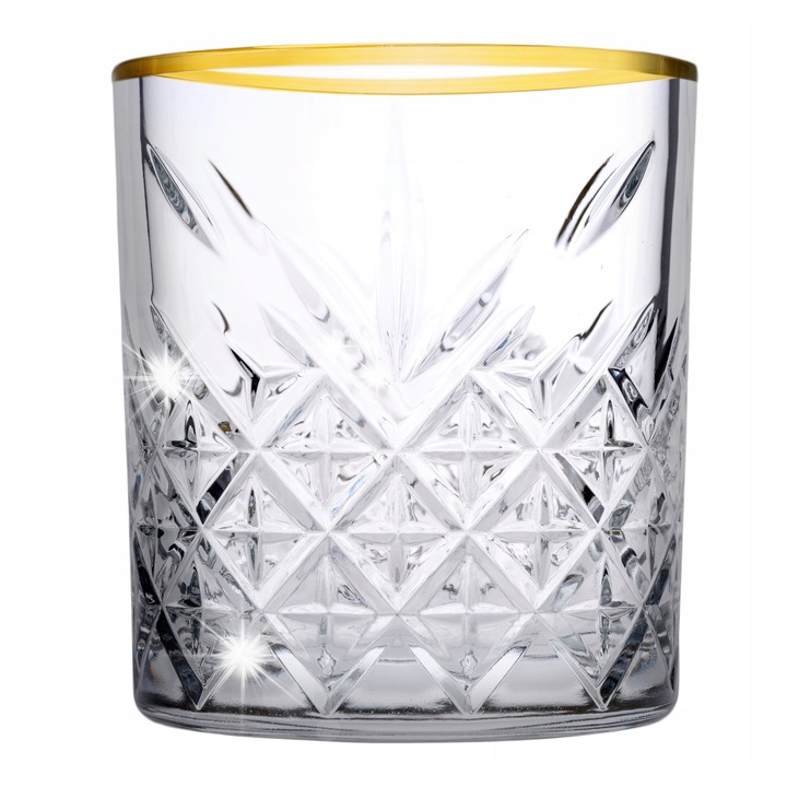 Комплект чаши Pasabahce Timeless, 4 броя, 345 мл, прозрачни, златисти