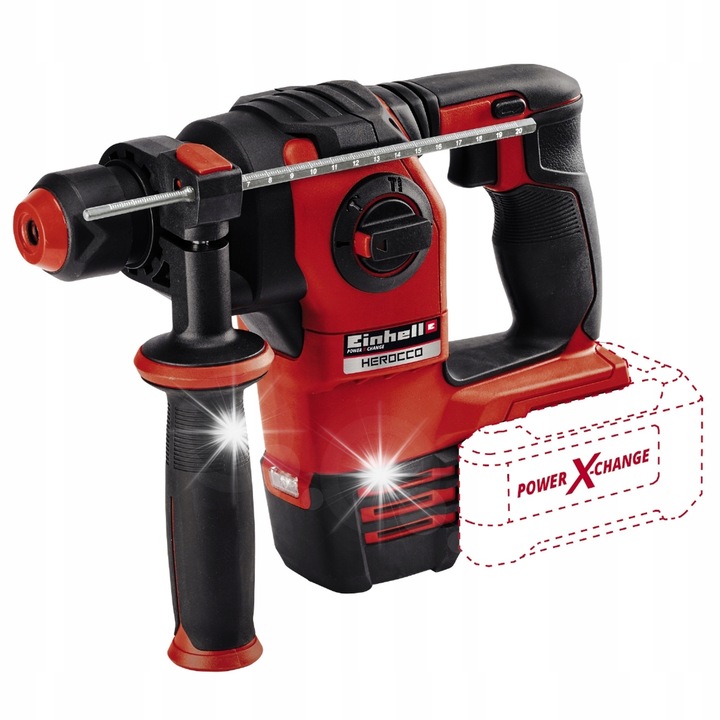 Ciocan rotopercutor Einhell Herocco Solo, 18V, acumulator 4.0Ah, cu iluminare LED, SDS-plus, set complet