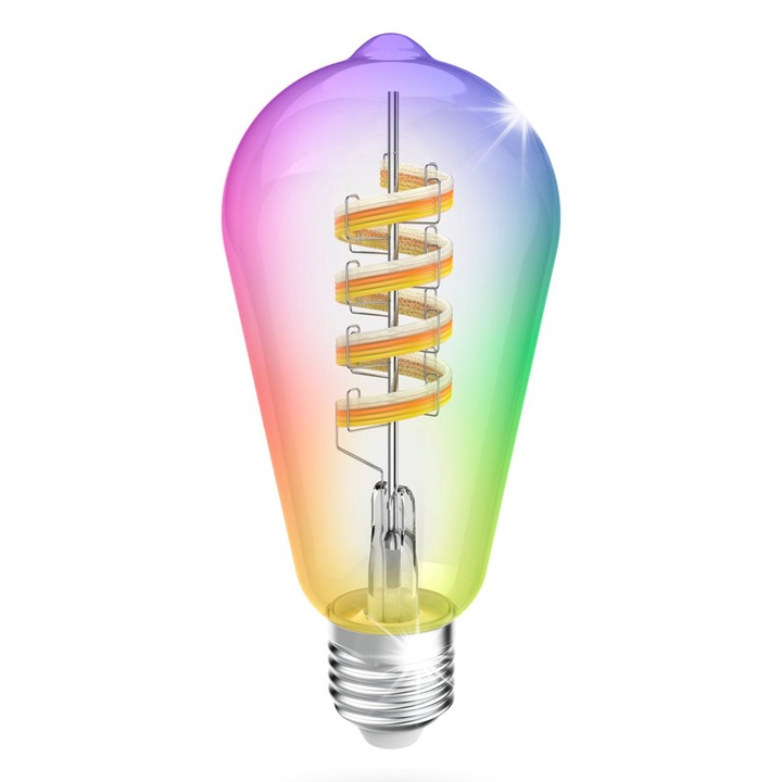 Hama E27 4.9W RGBW WiFi интелигентна LED крушка, съвместима с Matter, ретро стил