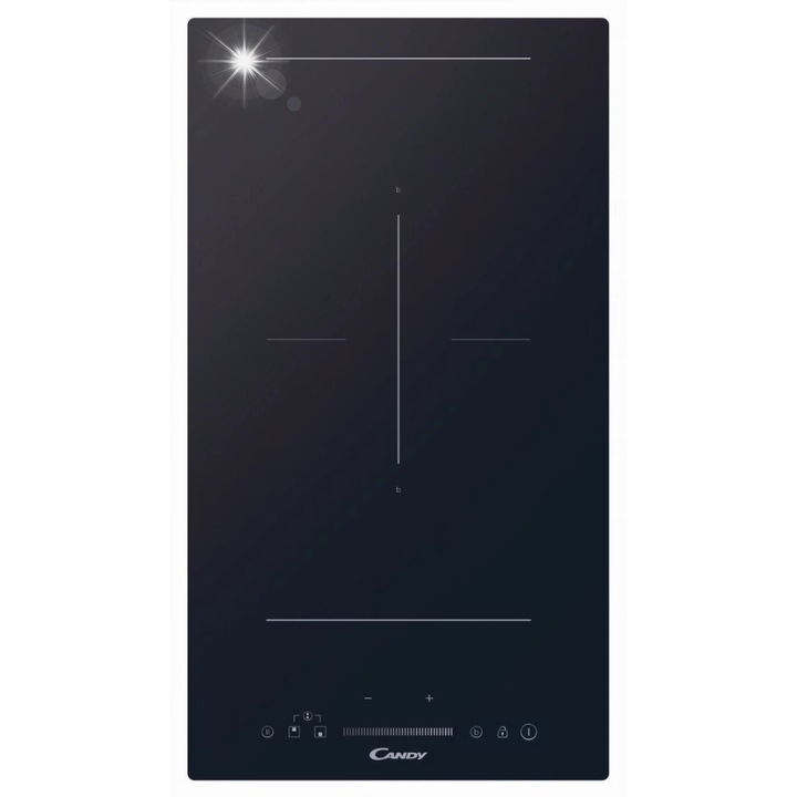 Candy indukciós elektromos főzőlap, 2 zónás, fekete üveg, 28.8x52cm