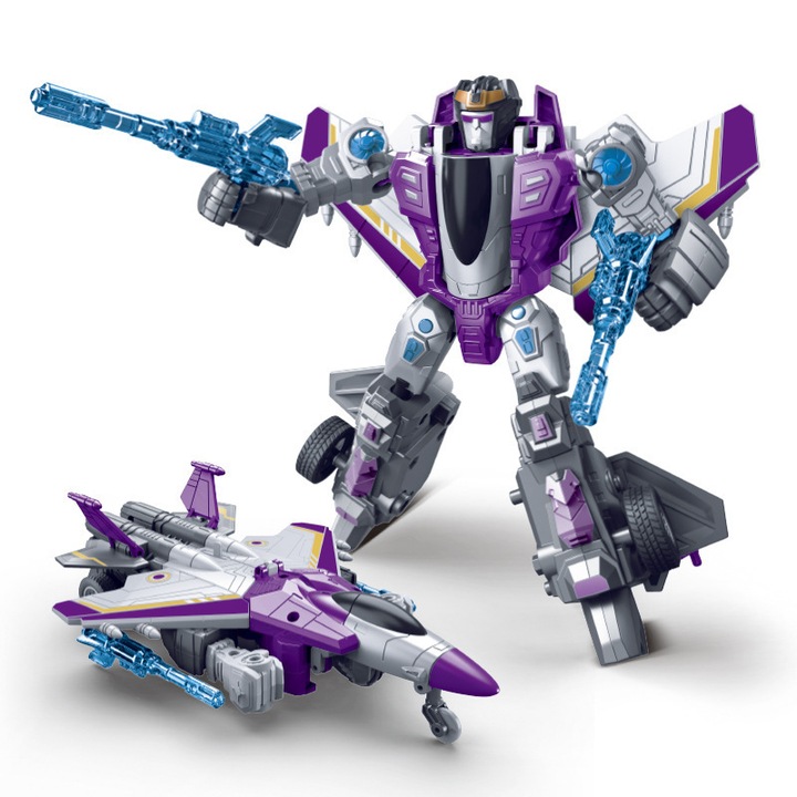 Robot figura 2 az 1-ben, Átalakítható harci repülőgép játék, Transformers robot figura, Lila