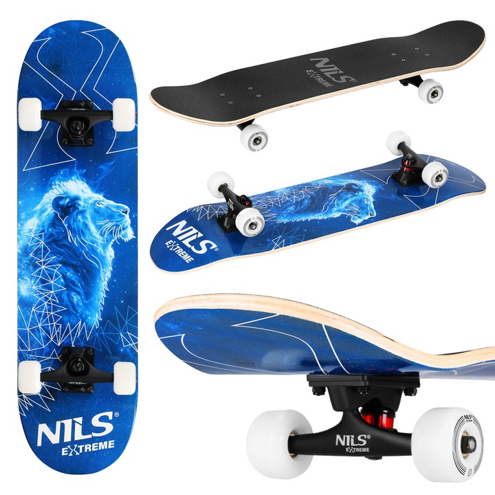 Skateboard Nils Extreme CR3108SA Lion, fluorescent, roți luminoase, 78x20cm
