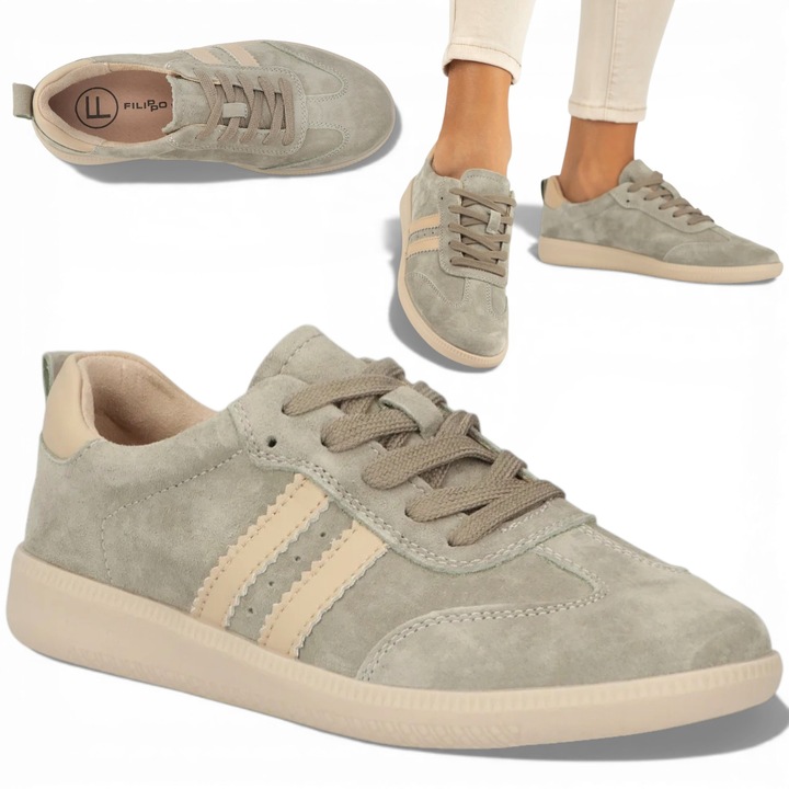 Маратонки Dama, Filippo, Естествена кожа, Градски стил, Пролет, Каки, 39