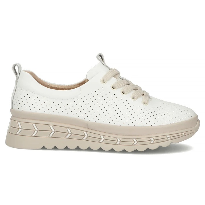Sneakers Dama, Filippo, Fara Model, Piele Naturala, Comozi, Albi, Pe Platforma, Alb