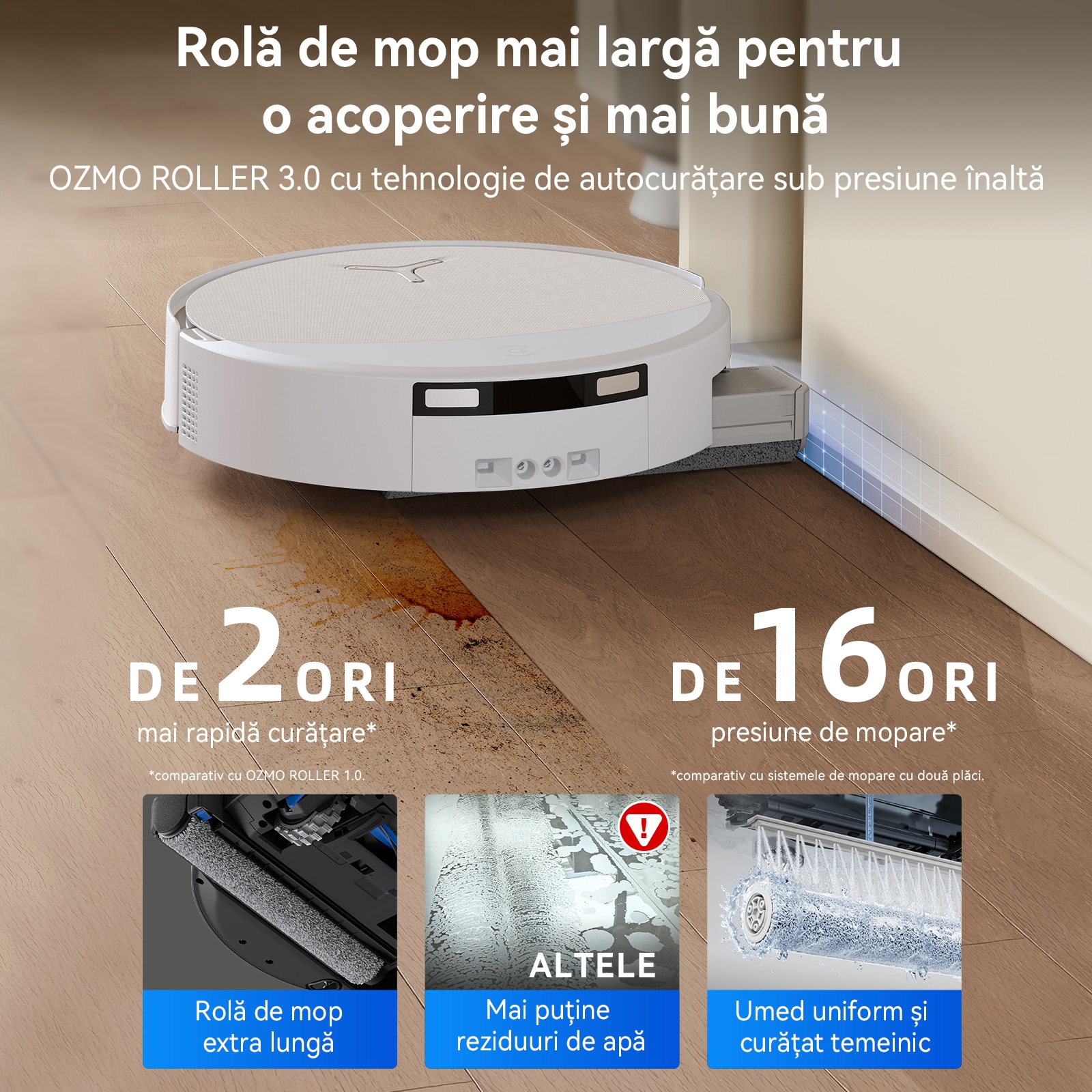 Aspirator Robot ECOVACS DEEBOT T90 OMNI, Statie All-in-one, 30000 Pa, 6400mAh, Autonomie 260 min, OZMO 3.0 Perie Autospalare+Uscare, Ridicare Mop Triple Lif, TruEdge 3.0, TruePass 4WD, apa calda 75°C, ZeroTangle 4.0, YIKO, Negru