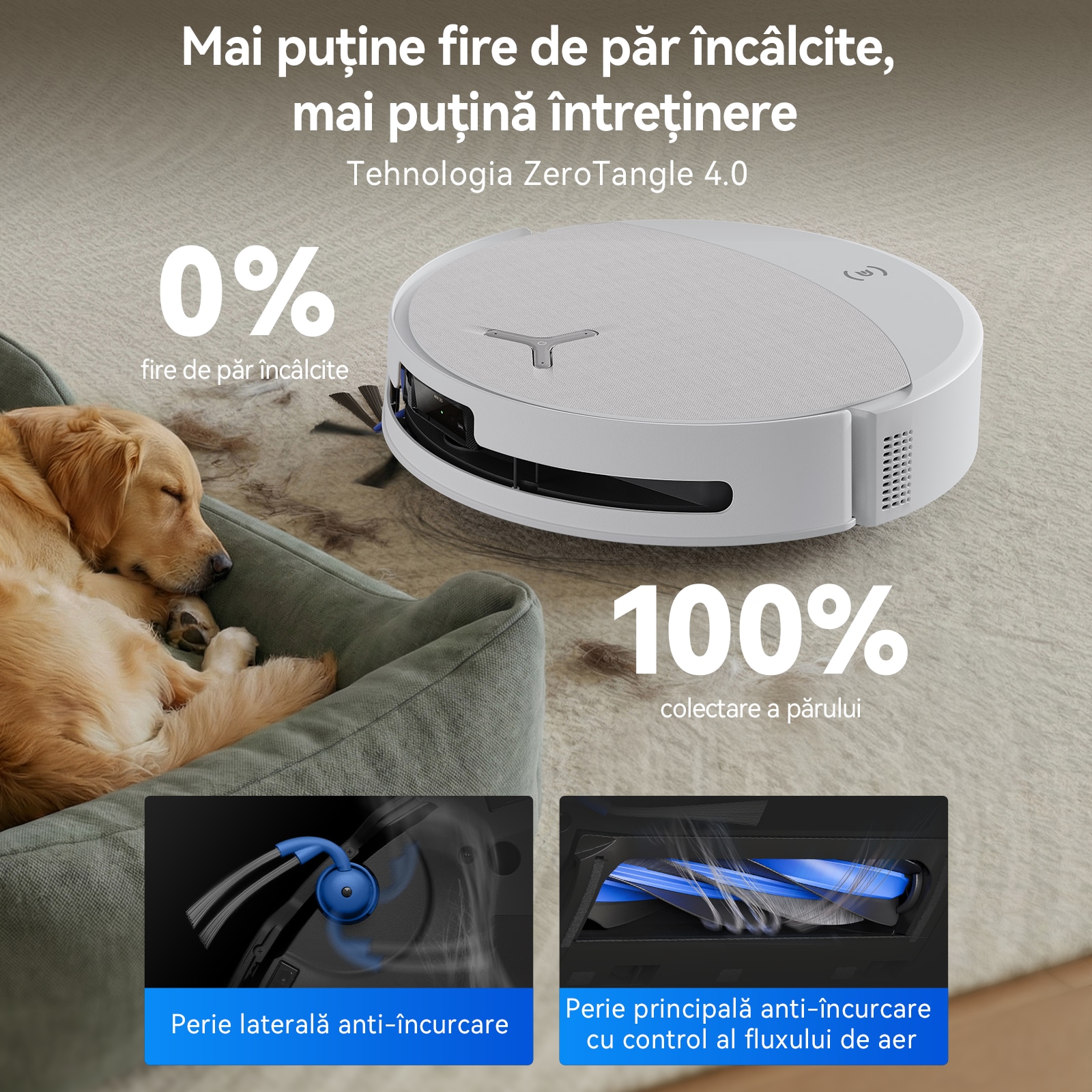 Aspirator Robot ECOVACS DEEBOT T90 OMNI, Statie All-in-one, 30000 Pa, 6400mAh, Autonomie 260 min, OZMO 3.0 Perie Autospalare+Uscare, Ridicare Mop Triple Lif, TruEdge 3.0, TruePass 4WD, apa calda 75°C, ZeroTangle 4.0, YIKO, Negru