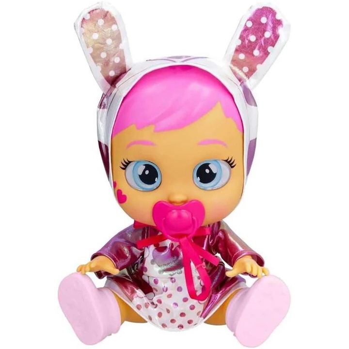 Papusa Cry Babies Stars - Lady, 30cm, include suzeta si sticluta pentru linistire