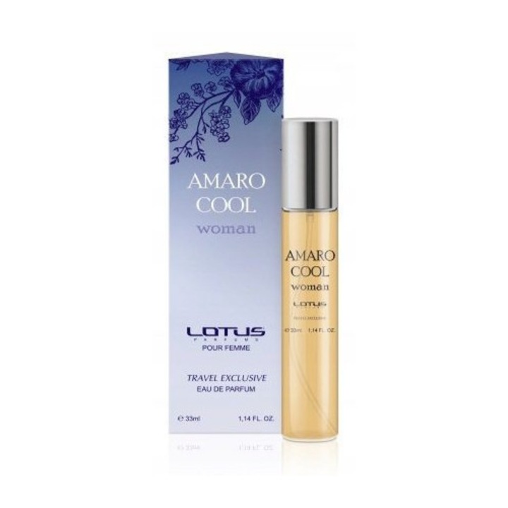 Apa de parfum, LOTUS, Amaro Cool Woman Travel, Femei, 33 ml