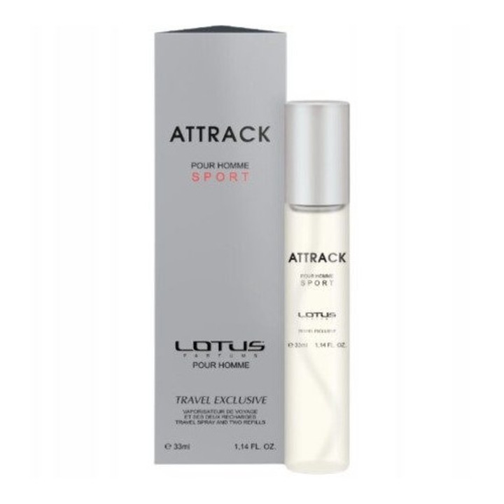Apa de parfum, LOTUS, Attrack Sport Travel, Barbati, 33 ml
