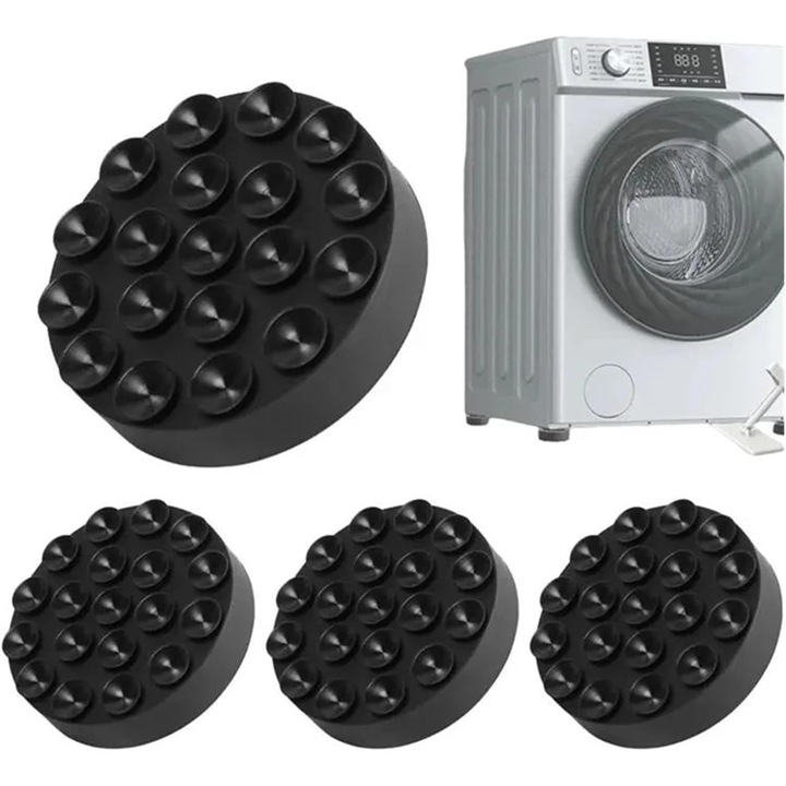 Pachet 4 picioare antiderapante, SuooTci, rezistente la uzura, cu ventuze, pentru reducerea zgomotului, negru, 1.4cm