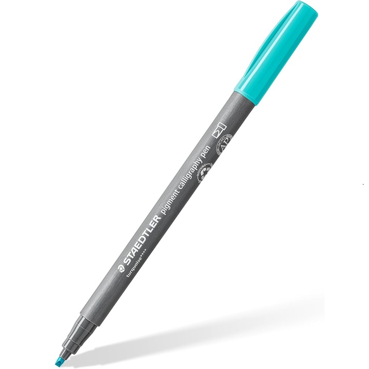 Marker caligrafie STAEDTLER 375-35, varf 2.0 mm, culoare turcoaz, cerneala pigmentata waterproof