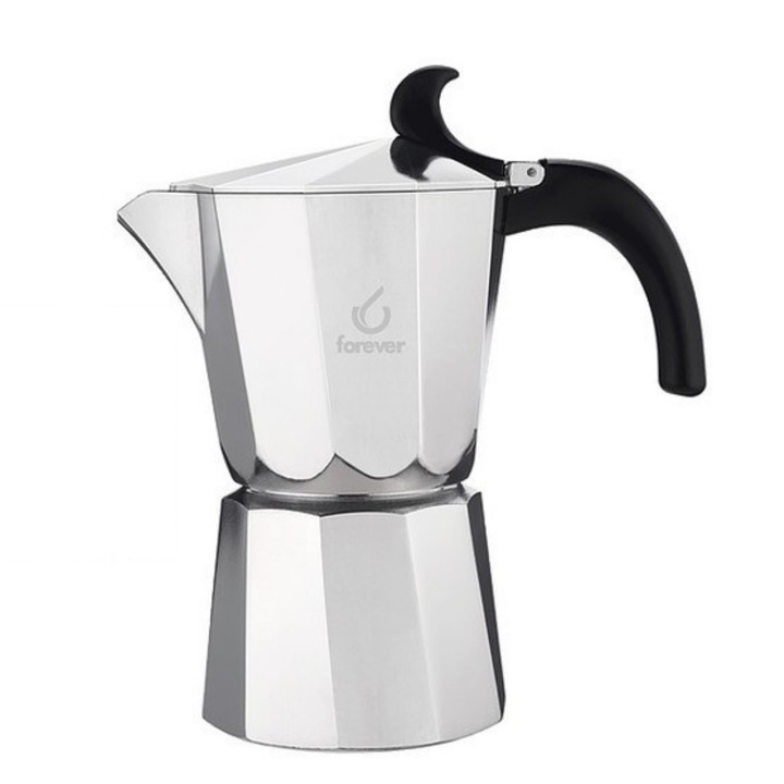 Espressor pentru aragaz Forever Moka Pot Miss Tutu 3 cupe, aluminiu, 300 ml