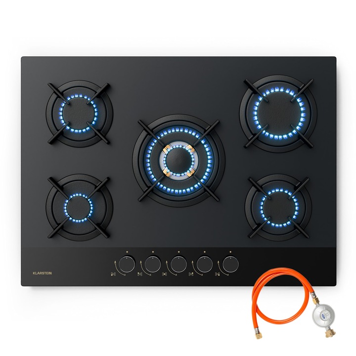 Газов котлон Klarstein Goldflame Nano, 5 месингови горелки, нано покритие, 70x51x10см