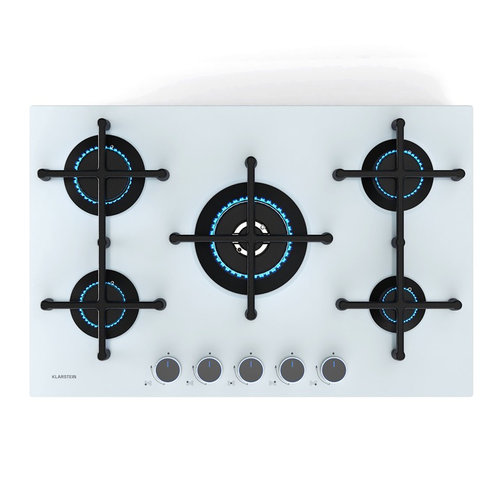 Plită pe gaz Klarstein Illuminosa Domino, 5 arzătoare Sabaf, ceramică, dimensiuni 76x13x50cm