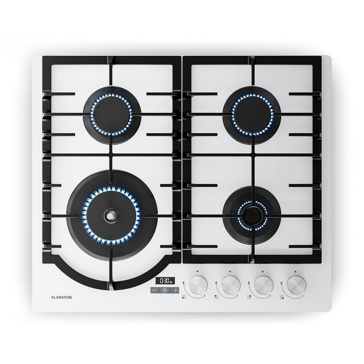 Plita pe gaz Klarstein Ignito, 8 kW, suporturi din fonta, temporizator, 60x11, 5x51, 5cm