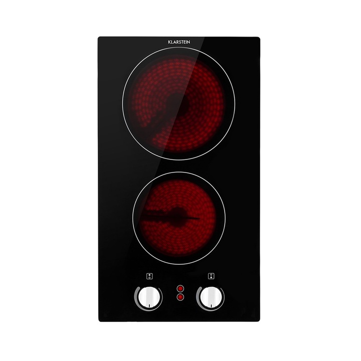 Plită Vitroceramică Klarstein EasyCook Domino, 2 Suprafete de Gătit, 3000 W, Negru, 29x51cm