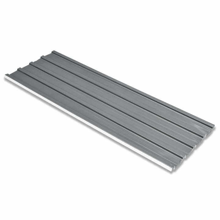 Set Panou de acoperis 12 pcs vidaXL, Gri, 129 x 45 cm, Otel galvanizat