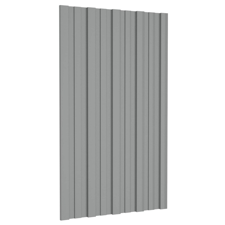 Set Panou de acoperis 12 pcs vidaXL, Gri, 80 x 45 cm, Otel galvanizat
