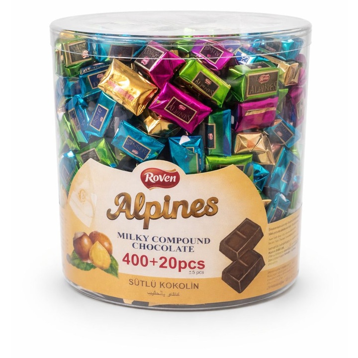 Mini ciocolata cu lapte si alune Roven, 420 buc set