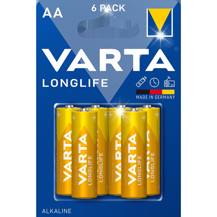 Батерии АА Varta Longlife комплект 6 броя, 1,5V, 50,5мм, алкални