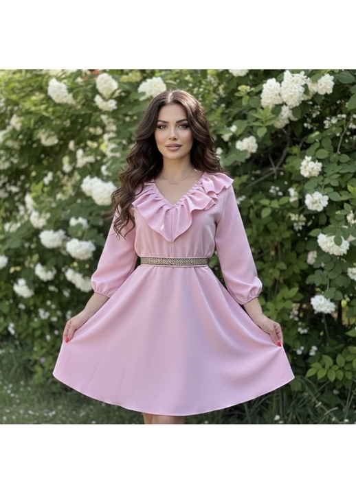 Rochie dama, Gloria, vascoza, roz prafuit, One Size, lungime 80cm