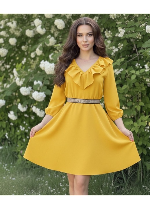 Rochie dama, Gloria, mustar, One Size, 80cm lungime