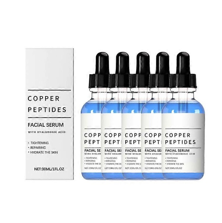 Ser pentru fata cu peptide de cupru, set 5 buc, GHK-Cu si acid hialuronic, anti-imbatranire, 30ml