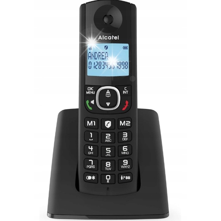 Безжичен телефон Alcatel E160, комплект от 2 броя, черен, 300м на открито, 50м на закрито