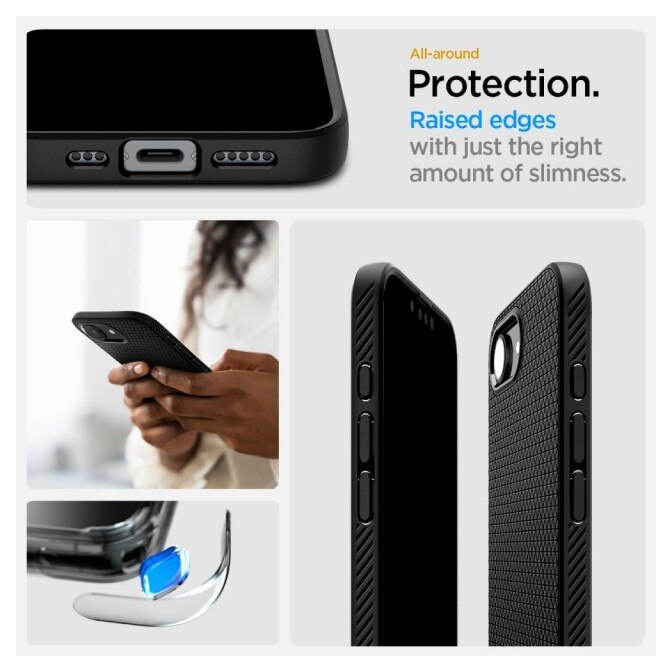 Husa Spate Spigen Liquid Air Compatibila Cu iPhone 17e, Materiale Premium, Silicon - Matte Black, Kit Upzz® Inclus