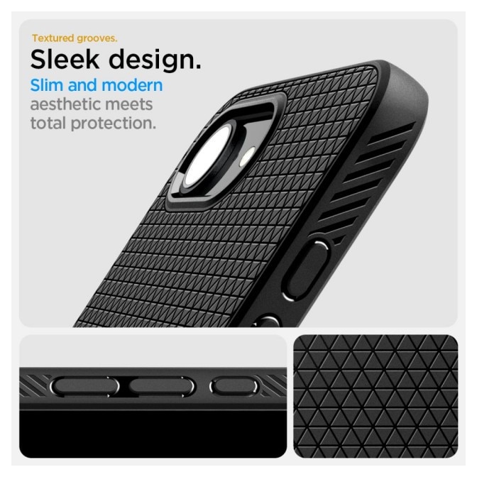 Husa Spate Spigen Liquid Air Compatibila Cu iPhone 17e, Materiale Premium, Silicon - Matte Black, Kit Upzz® Inclus