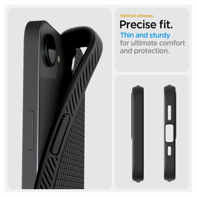 Husa Spate Spigen Liquid Air Compatibila Cu iPhone 17e, Materiale Premium, Silicon - Matte Black, Kit Upzz® Inclus