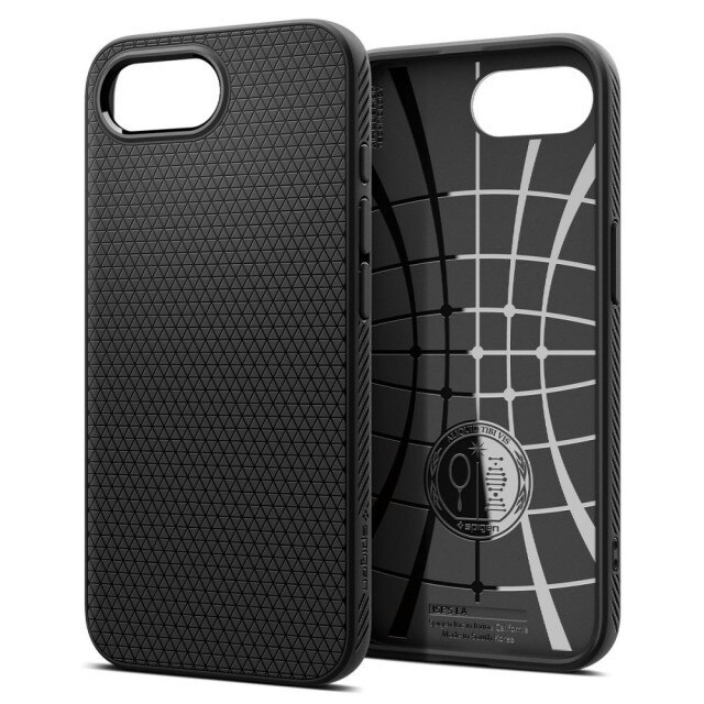 Husa Spate Spigen Liquid Air Compatibila Cu iPhone 17e, Materiale Premium, Silicon - Matte Black, Kit Upzz® Inclus