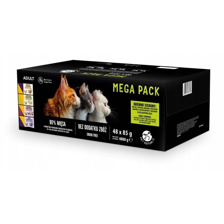 Храна за котки PetRepublic с различни вкусове, 48x 85 гр