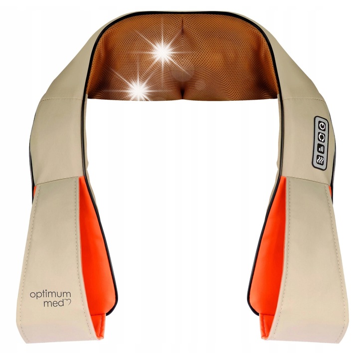 Масажор за врат OPTIMUM HZ-7030, Шиацу релакс, преносим, оранжево-сив, с 3 скорости, захранване от мрежа и автомобил