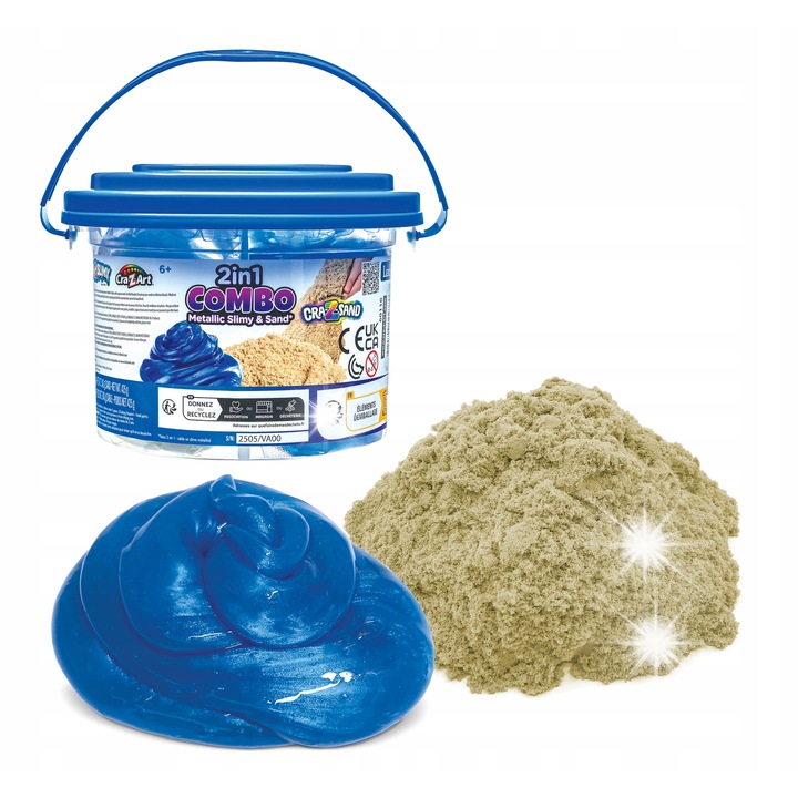 Cra-Z-Art 2 az 1-ben vödör készlet, metál slime és texturált homok, 30x20cm