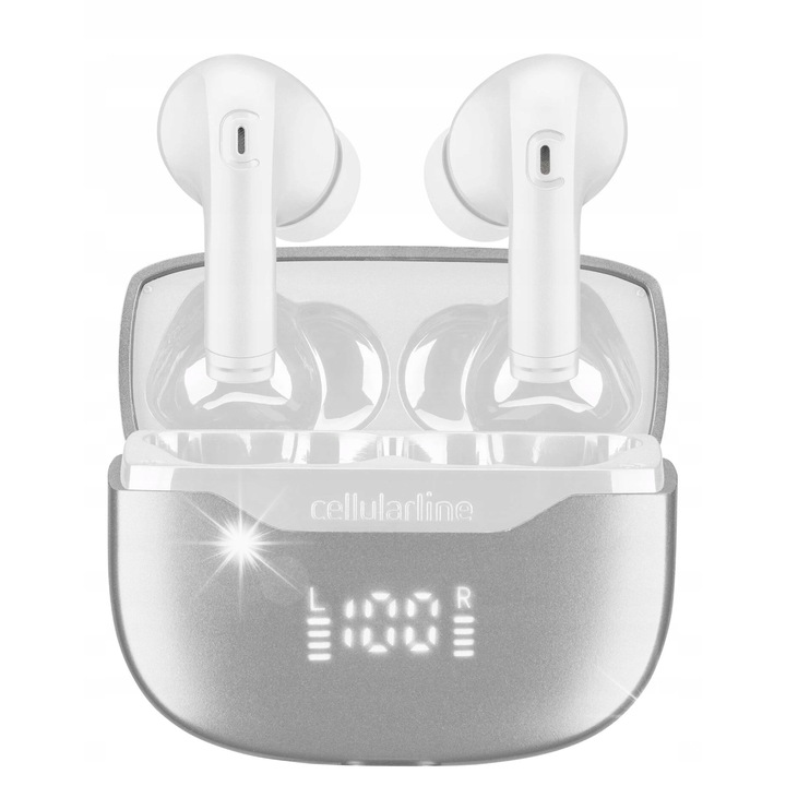 Vezeték nélküli fülhallgató, Key Pro ENC, Bluetooth, fehér, 30 óra üzemidő