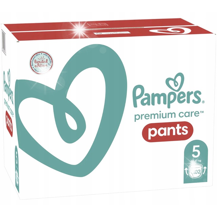 Pampers Premium Care pelenka, 102 darabos készlet, 5-ös méret, 360°-os illeszkedés, allergénmentes