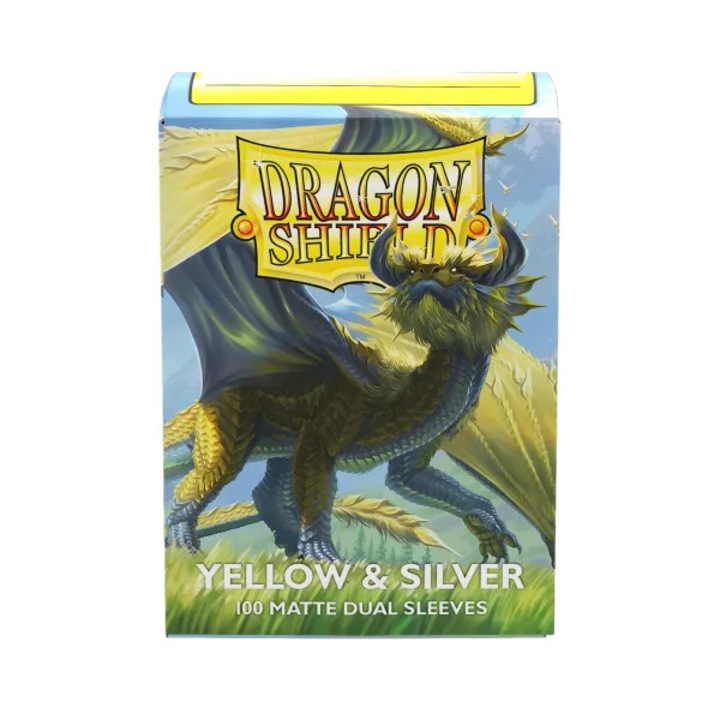 Set 100 protecții Dragon Shield Matte Dual Sleeves sárga ezüst, 63x88mm