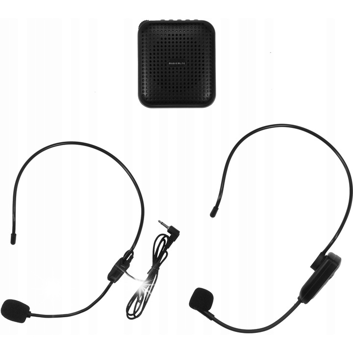 MusicMate MM-WG300 hangosító, 2 mikrofonnal, Bluetooth, fekete, 9,5x8,2x4,7cm