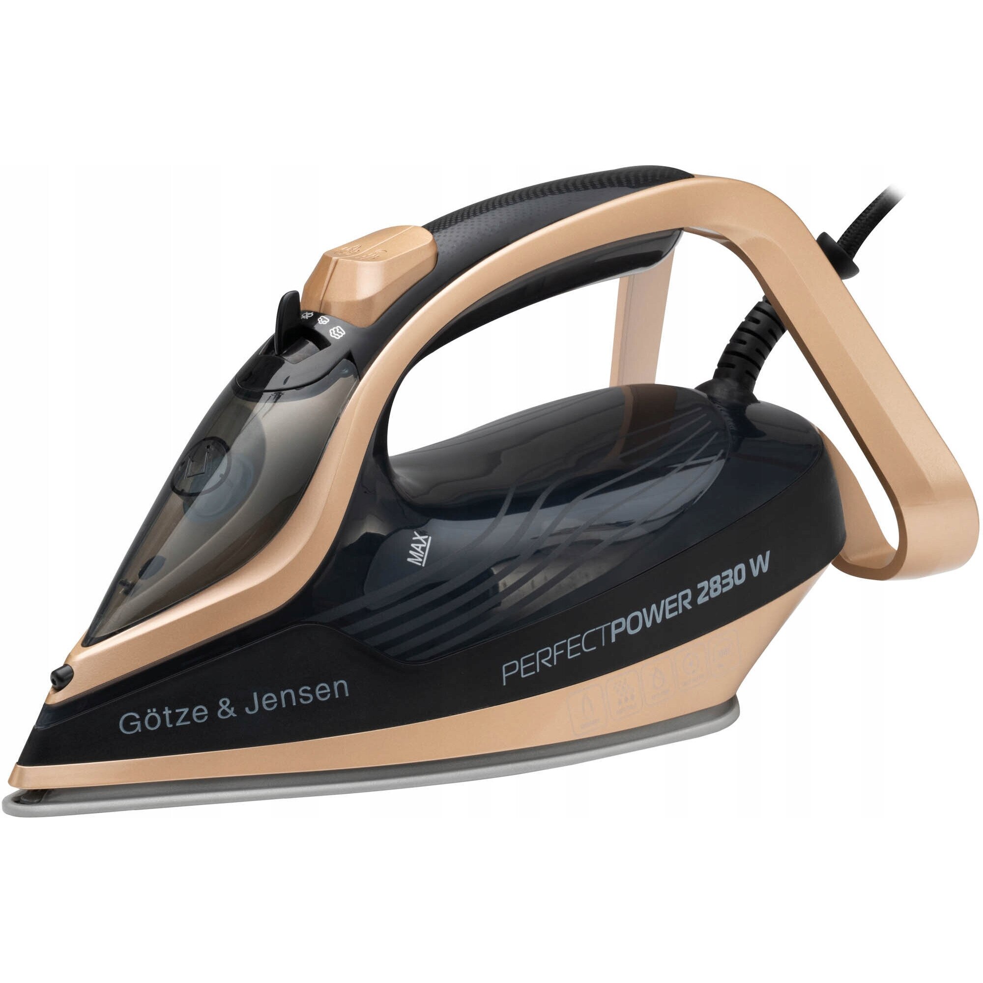 Fier de calcat cu abur GOTZE & JENSEN IG701, 2800W, ceramica, 240ml, negru-auriu