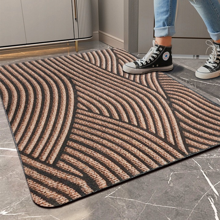 Covor antiderapant baie, 50x80 cm, Se scurge apa rapid, Design anti-alunecare, Usor de curatat si de depozitat, Pentru baie, cada si camera de dus, Material PVC, Kaki