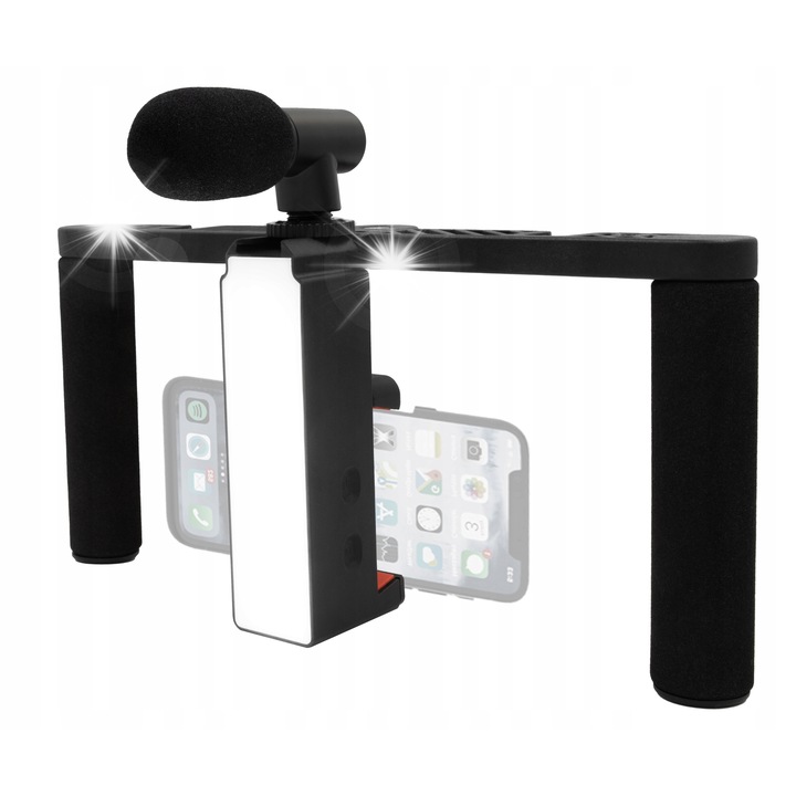 Állvány streaminghez, MusicMate, MM-AS50 MoveStream, mikrofon szűrővel, 29x14x8cm, fekete