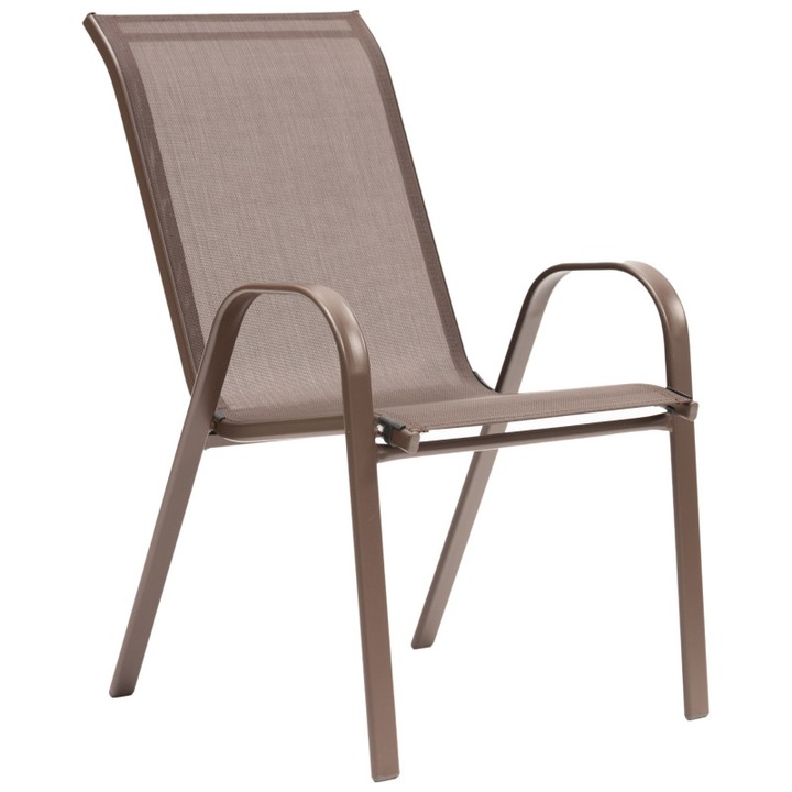 Scaun metal si textilena pentru terasa sau gradina, Qdecor, 55 x 78 x 90 cm, maro
