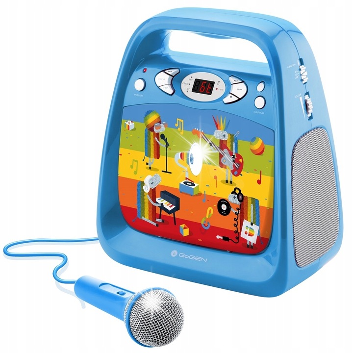 GoGen CD lejátszó karaoke funkcióval, sokszínű, 25x22x13cm, mikrofonnal
