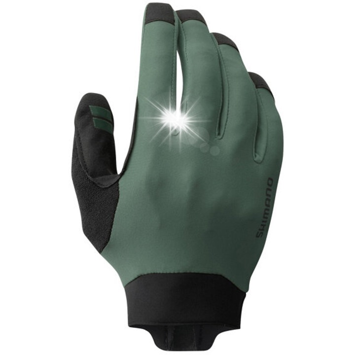 Shimano Enduro sportkesztyű, L-es, olívazöld, MTB-hez és országúti kerékpározáshoz, szellőző