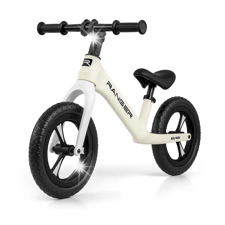 Milly Mally Ranger futóbicikli, fehér, 12" EVA kerekek, állítható ülésmagasság 35-41 cm