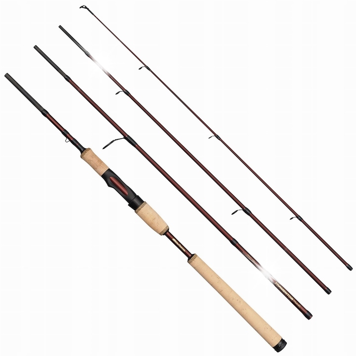 Lanseta pescuit Abu Garcia Tormentor2 Travel Spinning 2.44m 20-60g, culoare rosie, 4 sectiuni