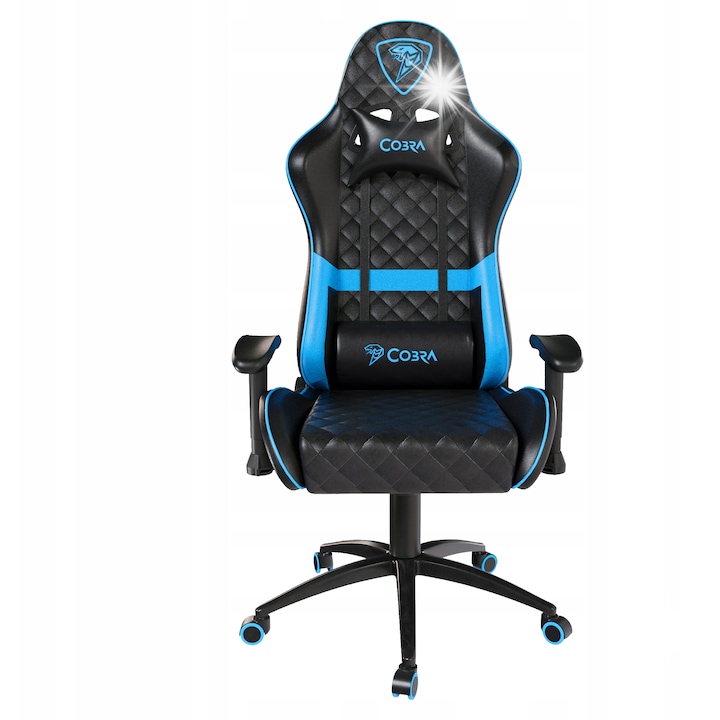 Cobra Draco gamer szék, fekete-kék, 44-52cm ülésmagasság, 170-190cm ajánlott magasság, 130kg maximális súly
